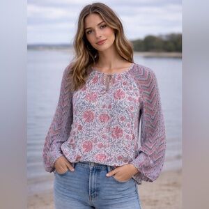 Lucky Brand Boho Style Blouse Size Medium